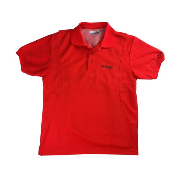 COLUMBIA RED/ORANGE SHORT SLEEVE GOLF / POLO SHIRT MEDIUM OMNI-WICK EVAPORATION - Picture 1 of 7